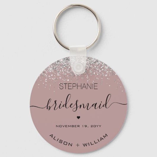 Gepersonaliseerd Bridesmaid Glitter confetti effec Sleutelhanger (Voorkant)