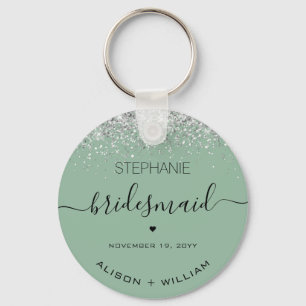Gepersonaliseerd Bridesmaid Glitter confetti effec Sleutelhanger