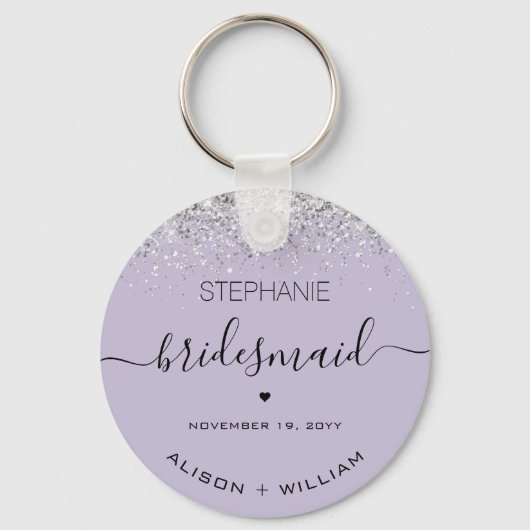 Gepersonaliseerd Bridesmaid Glitter confetti effec Sleutelhanger (Voorkant)