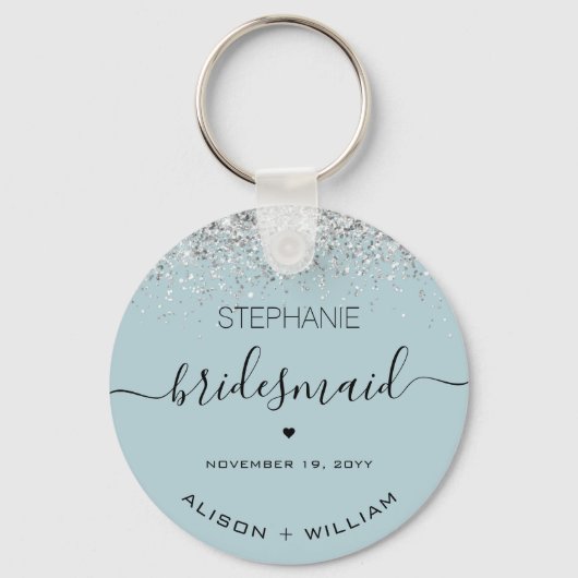Gepersonaliseerd Bridesmaid Glitter confetti effec Sleutelhanger (Voorkant)
