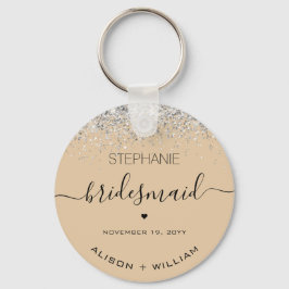 Gepersonaliseerd Bridesmaid Glitter confetti effec Sleutelhanger