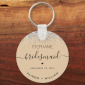 Gepersonaliseerd Bridesmaid Glitter confetti effec Sleutelhanger (Voorkant)