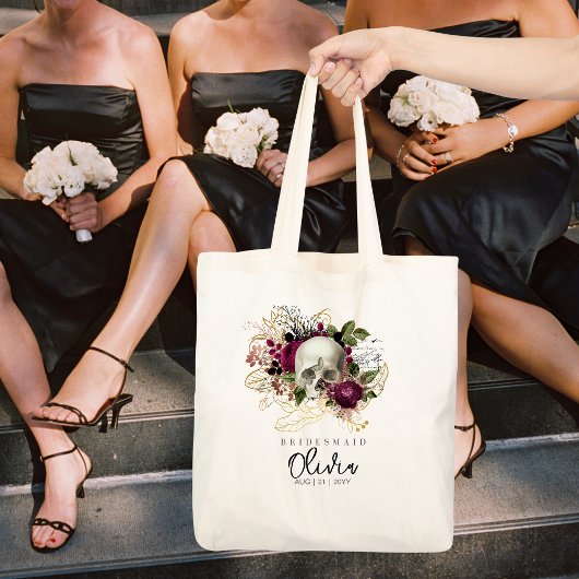 Gepersonaliseerd Bridesmaid Tas Gothic Skull Burgu
