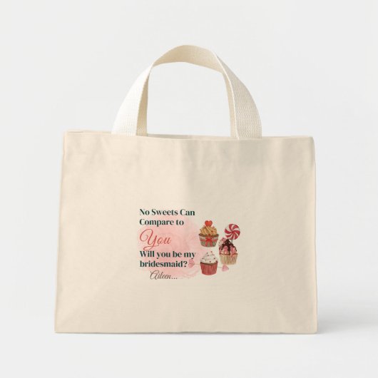 Gepersonaliseerd Bridesmaid-voorstel Gift Canvas t Mini Tote Bag (Voorkant)