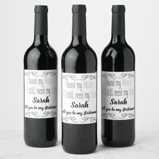 Gepersonaliseerd Bridesmaid Wijnflesje Label Wijn Etiket (Flessen)