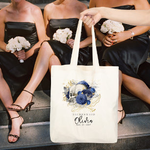 Gepersonaliseerd Bridesmaïde Tas Gothic Skull Blue