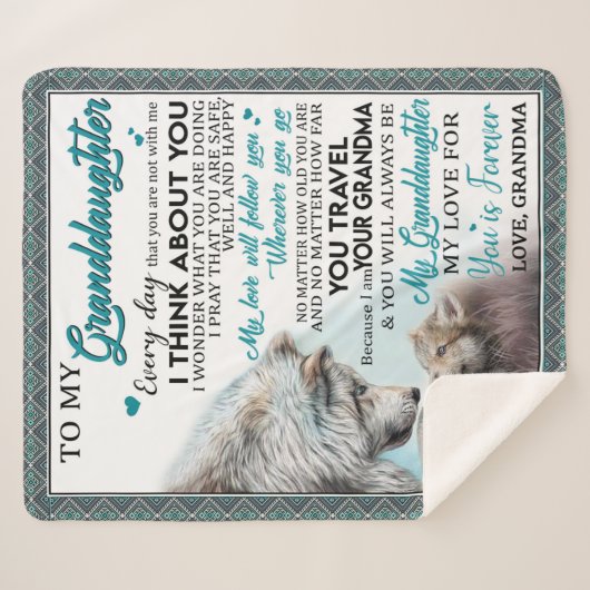 Gepersonaliseerd brief aan mijn kleindochter van o sherpa deken (Voorkant (horizontaal))