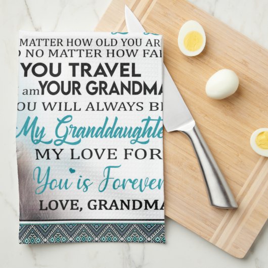 Gepersonaliseerd brief aan mijn kleindochter van o theedoek (Quarter Fold)