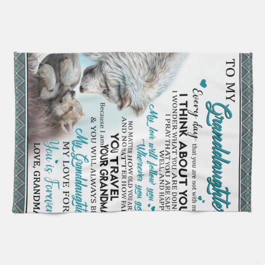 Gepersonaliseerd brief aan mijn kleindochter van o theedoek (Horizontaal)