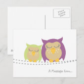 Gepersonaliseerd Briefkaart Kawaii Owl (Voorkant / Achterkant)