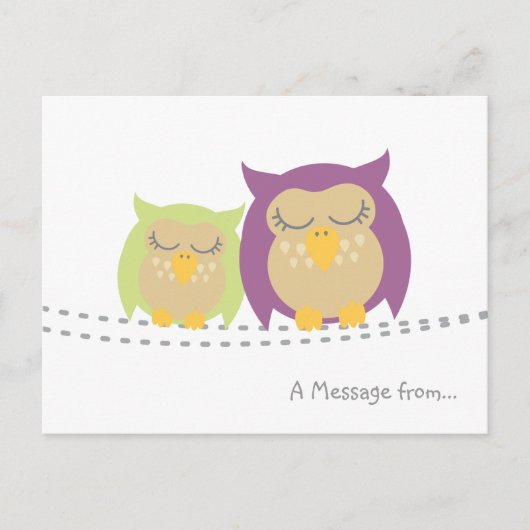 Gepersonaliseerd Briefkaart Kawaii Owl (Voorkant)