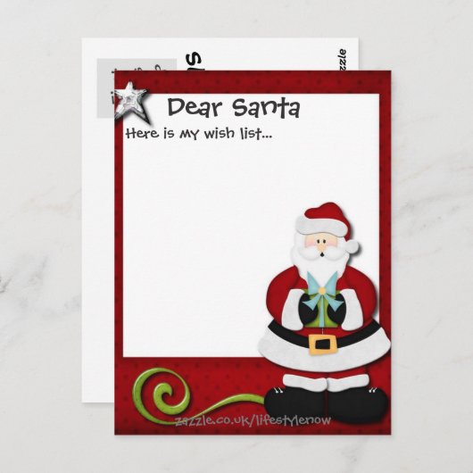 Gepersonaliseerd Briefkaart - Wish List Red (Voorkant / Achterkant)