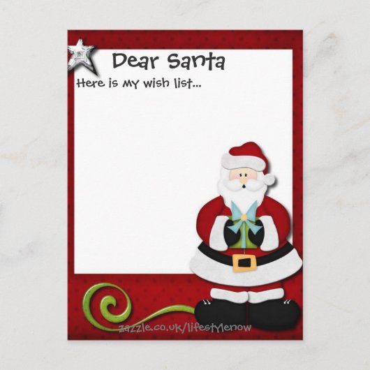 Gepersonaliseerd Briefkaart - Wish List Red (Voorkant)