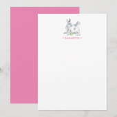 Gepersonaliseerd briefpapier met roze konijn notitiekaartje (Voorkant / Achterkant)