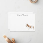 Gepersonaliseerd briefpapier met spaniel notitiekaartje (Voorkant / Achterkant in situ)