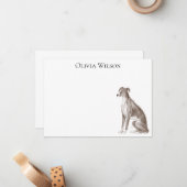 Gepersonaliseerd briefpapier met windhond notitiekaartje (Voorkant / Achterkant in situ)