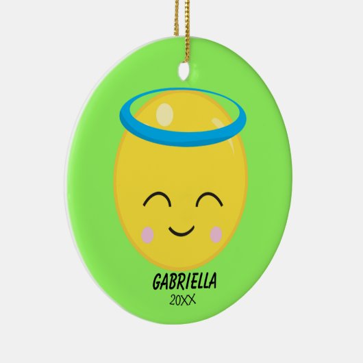 Gepersonaliseerd Bright Angel Emoji Ornament (Rechts)
