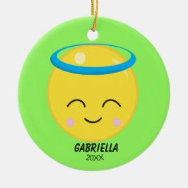 Gepersonaliseerd Bright Angel Emoji Ornament