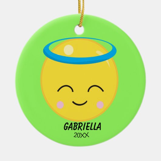 Gepersonaliseerd Bright Angel Emoji Ornament (Voorkant)