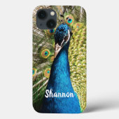 Gepersonaliseerd briljant blauw pacock Case-Mate iPhone case (Achterkant)