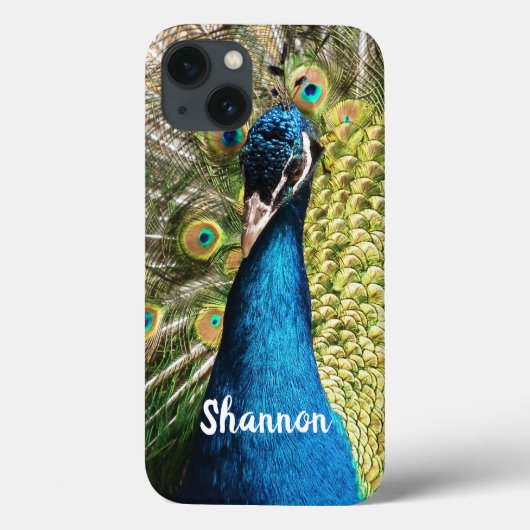 Gepersonaliseerd briljant blauw pacock Case-Mate iPhone case (Achterkant)