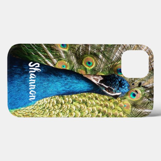 Gepersonaliseerd briljant blauw pacock Case-Mate iPhone case (Achterkant (horizontaal))