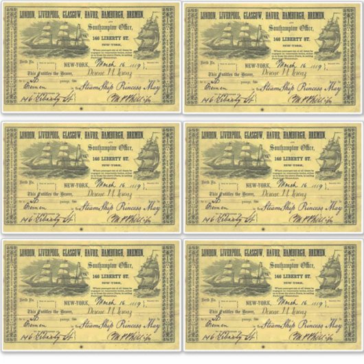 Gepersonaliseerd  Brits Stoomschip Ticket Sticker (Voorkant)