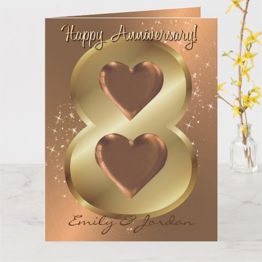 Gepersonaliseerd Brons 8e jaar Jubileum voor bruil Kaart (Gele Bloem)