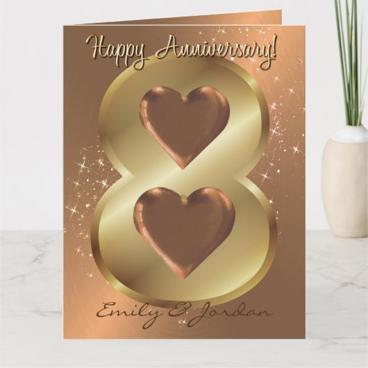 Gepersonaliseerd Brons 8e jaar Jubileum voor bruil Kaart (Voorkant)