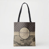 Gepersonaliseerd Brown Camo Monogram Tote Bag (Voorkant)