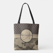 Gepersonaliseerd Brown Camo Monogram Tote Bag (Achterkant)