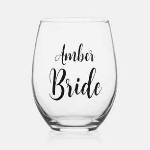 Gepersonaliseerd bruid wijnglas zonder voet