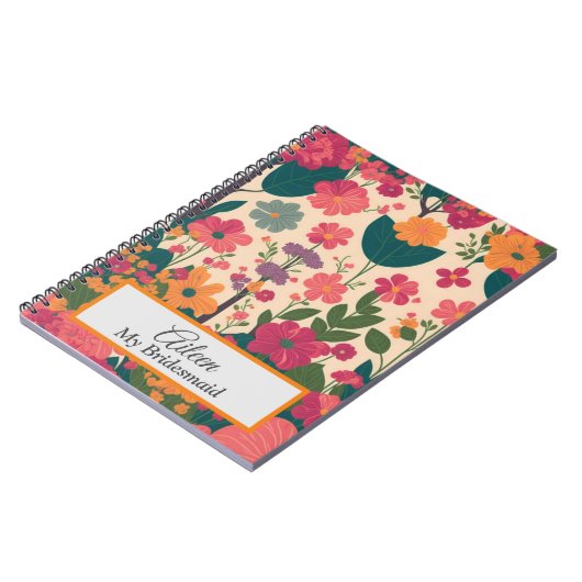 Gepersonaliseerd bruidsmeisje cadeau idee notitieboek (Linkerzijde)