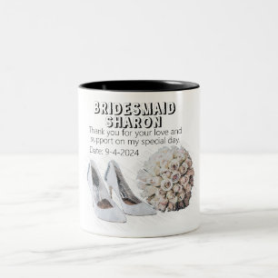 Gepersonaliseerd bruidsmeisje cadeau tweekleurige koffiemok