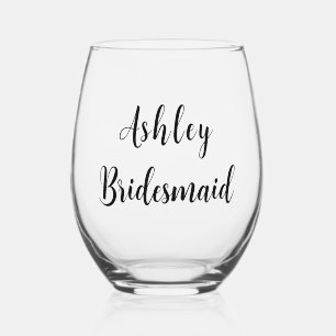 Gepersonaliseerd bruidsmeisje wijnglas zonder voet