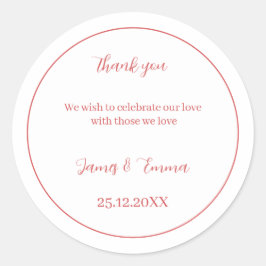 Gepersonaliseerd bruiloft eenvoudig Roos Ronde Sticker