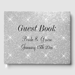 Gepersonaliseerd bruiloft gastenboek met sparkly c