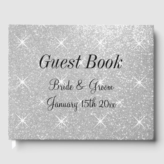 Gepersonaliseerd bruiloft gastenboek met sparkly c (Voorkant)