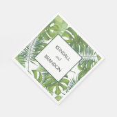 Gepersonaliseerd bruiloft tropische bladeren serve servet (Hoek)