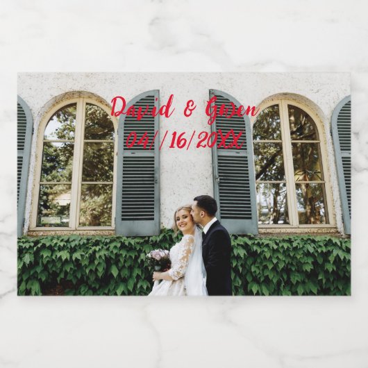 Gepersonaliseerd bruiloftsflessen likeurfles etiket (Enkel label)