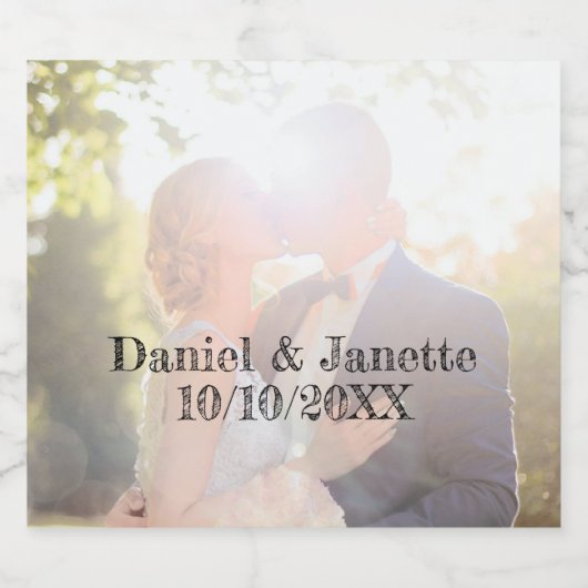 Gepersonaliseerd bruiloftsflessen sparkling wijnetiket (Enkel label)