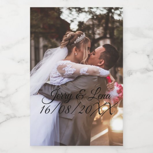 Gepersonaliseerd bruiloftsflessen wijn etiket (Enkel label)