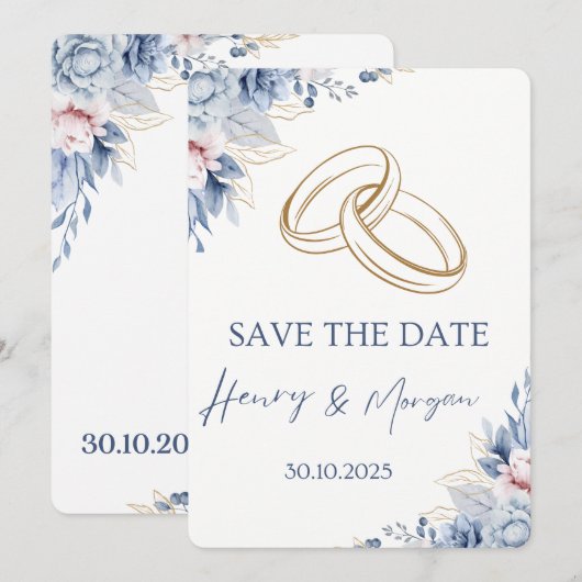 Gepersonaliseerd bruiloftsuitnodigingen feestdagenkaart (Voorkant / Achterkant)