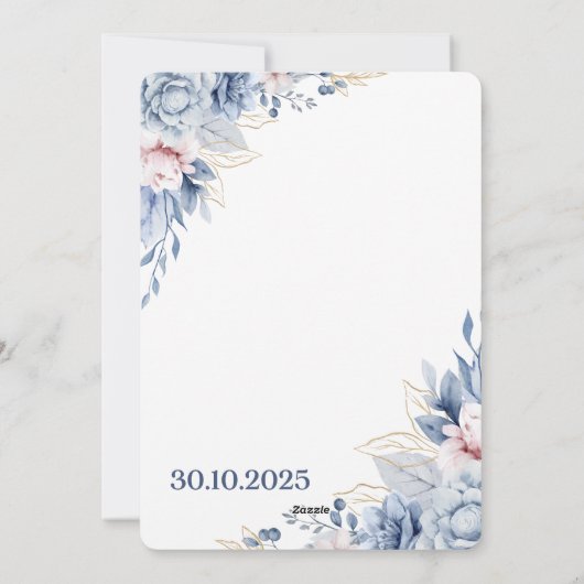 Gepersonaliseerd bruiloftsuitnodigingen feestdagenkaart (Achterkant)