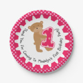 Gepersonaliseerd Bruin Beer 1e Verjaardagspapier B Papieren Bordje (Voorkant)