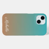 Gepersonaliseerd bruin en blauw ombre Case-Mate iPhone case (Achterkant (horizontaal))