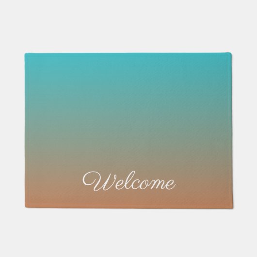 Gepersonaliseerd bruin en blauw ombre deurmat (Voorkant)