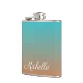 Gepersonaliseerd bruin en blauw ombre heupfles (Links)