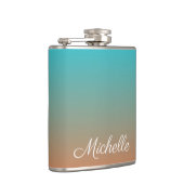 Gepersonaliseerd bruin en blauw ombre heupfles (Rechts)