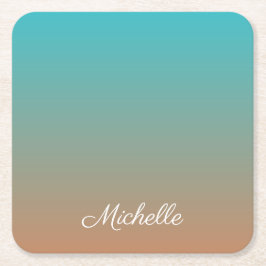 Gepersonaliseerd bruin en blauw ombre kartonnen onderzetters